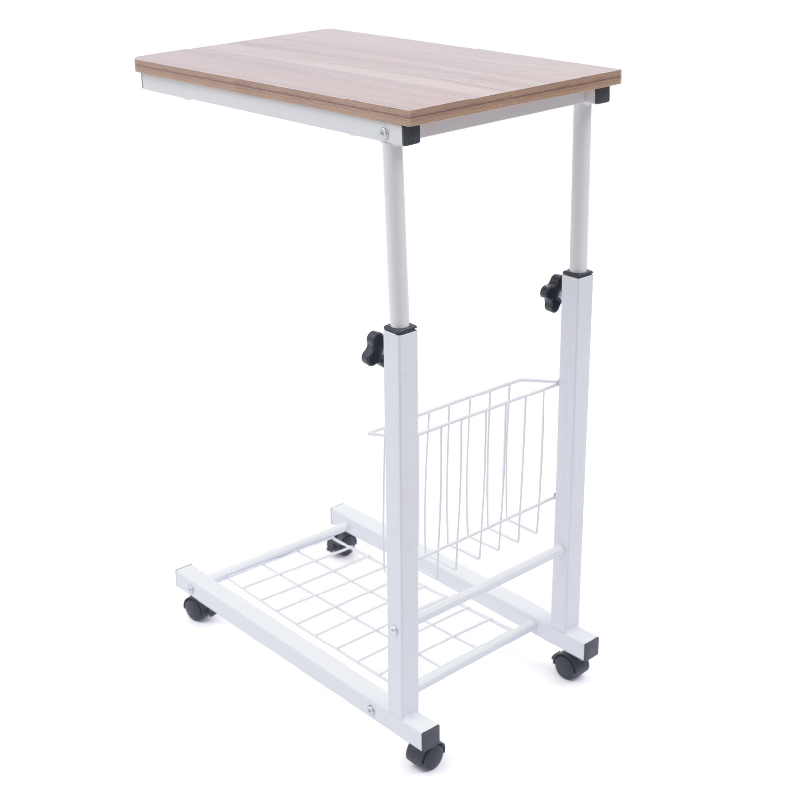 Bedside Sofa Side Table Wheels Hospital Overbed Rolling Tray Adjustable Height