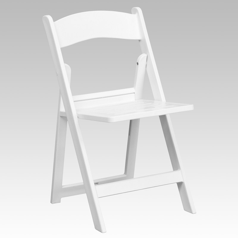 (50 PACK) Commercial Grade White Resin Wedding Folding Chair with Slatted Seat