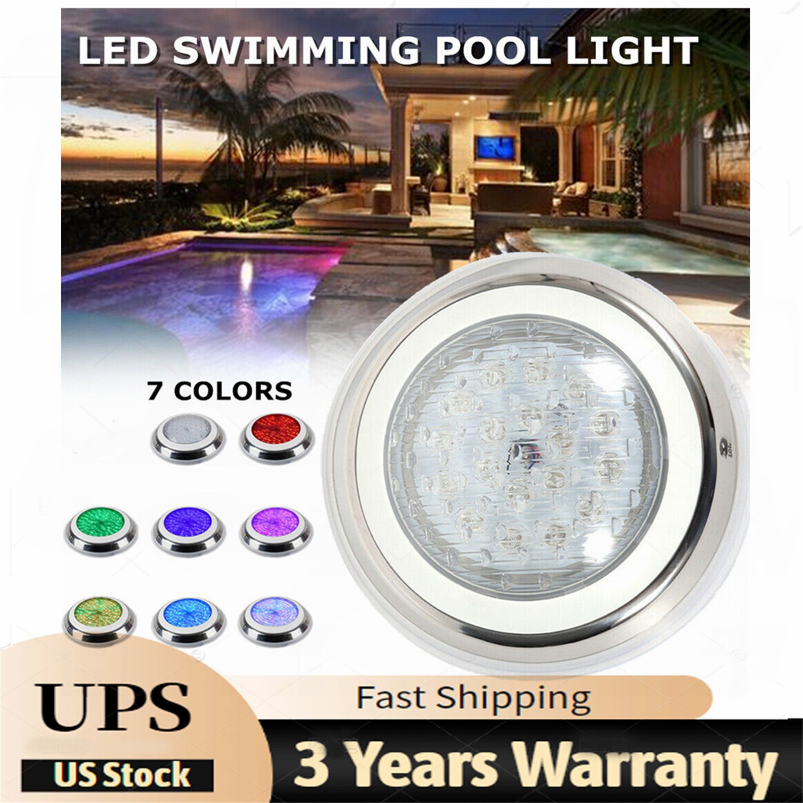 12V 54W RGB Underwater Light LED Swimming Pool Light Spa Lamp Stainless Remote！