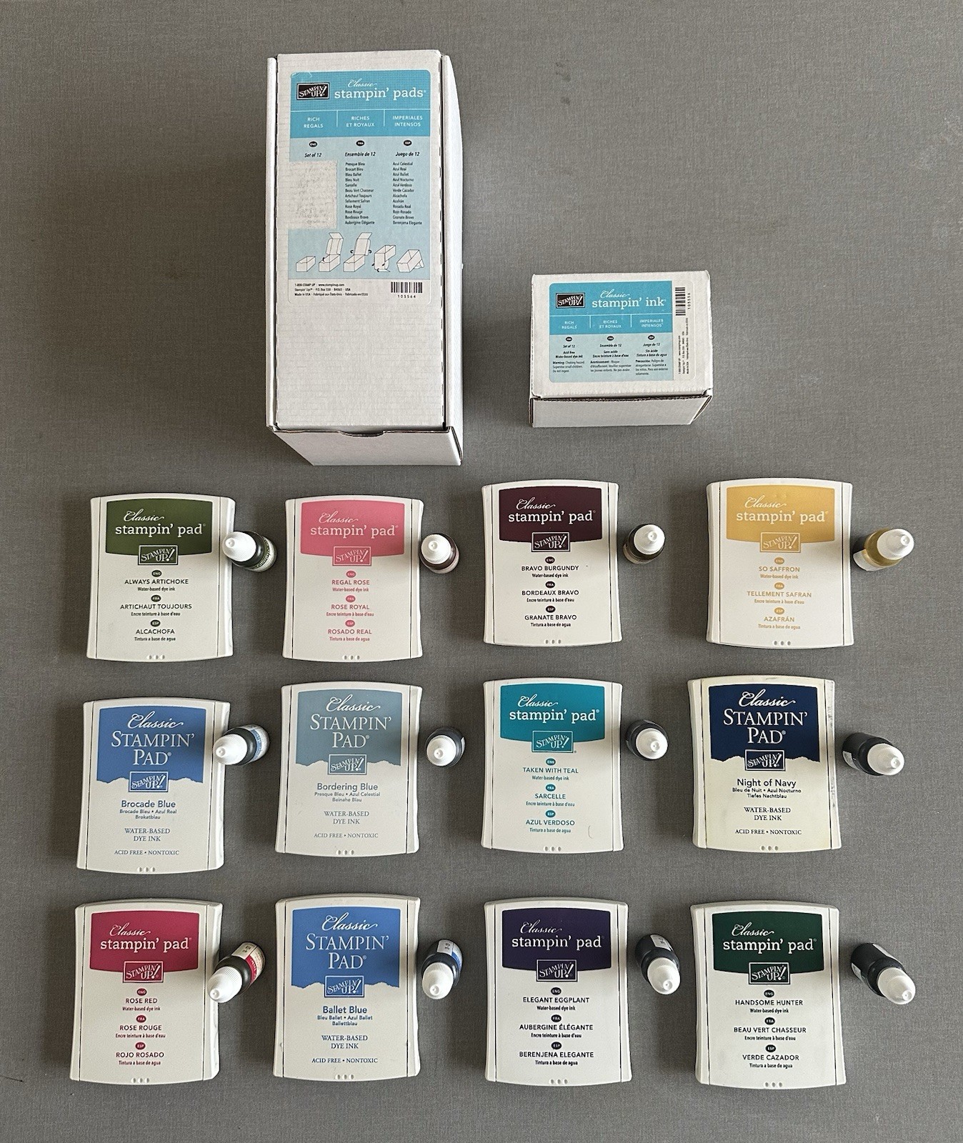 Lot of 12 Stampin Up RICH REGALS Ink Refill Bottles + 12 Matching Ink Pads