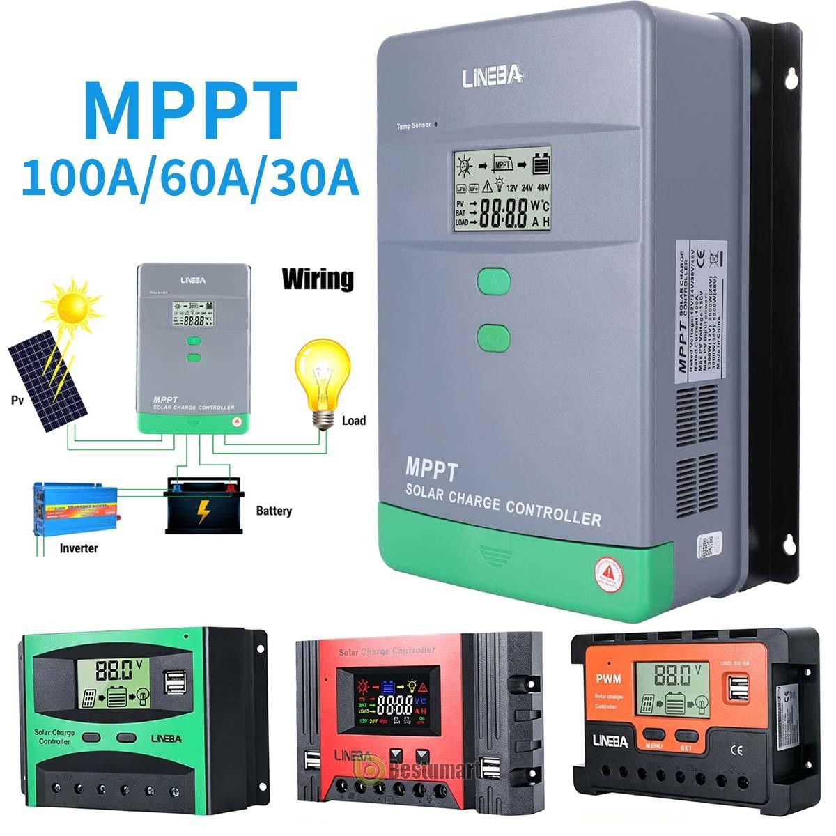 MPPT PWM Solar Charge Controller 100A 60A /12V 24V 48V USB Battery PV Regulator