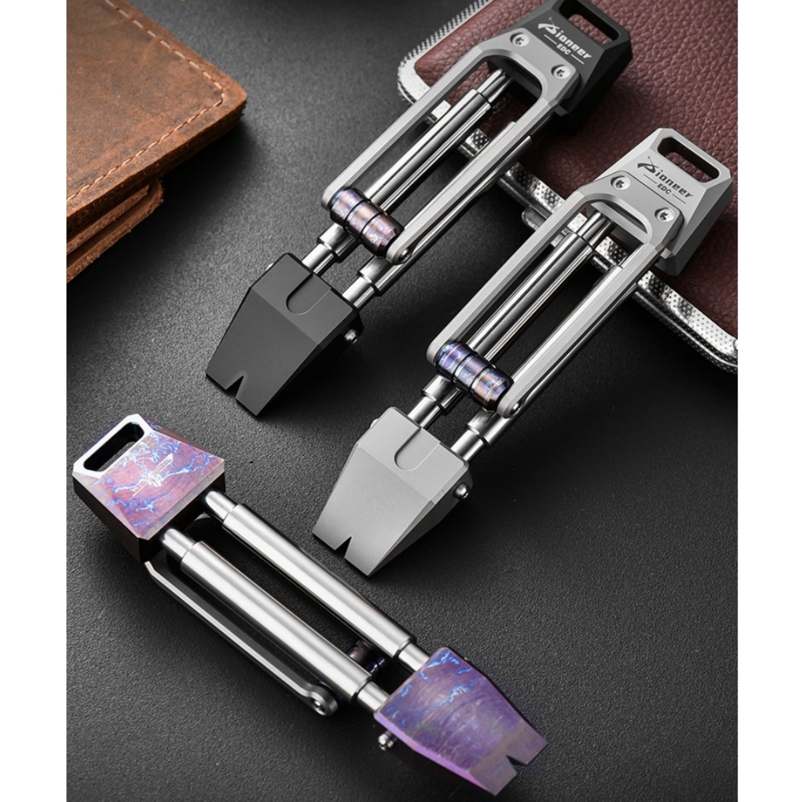 Titanium Alloy EDC Multi-Tool Pry Bar Bottle Opener with Sliding Roller Durable