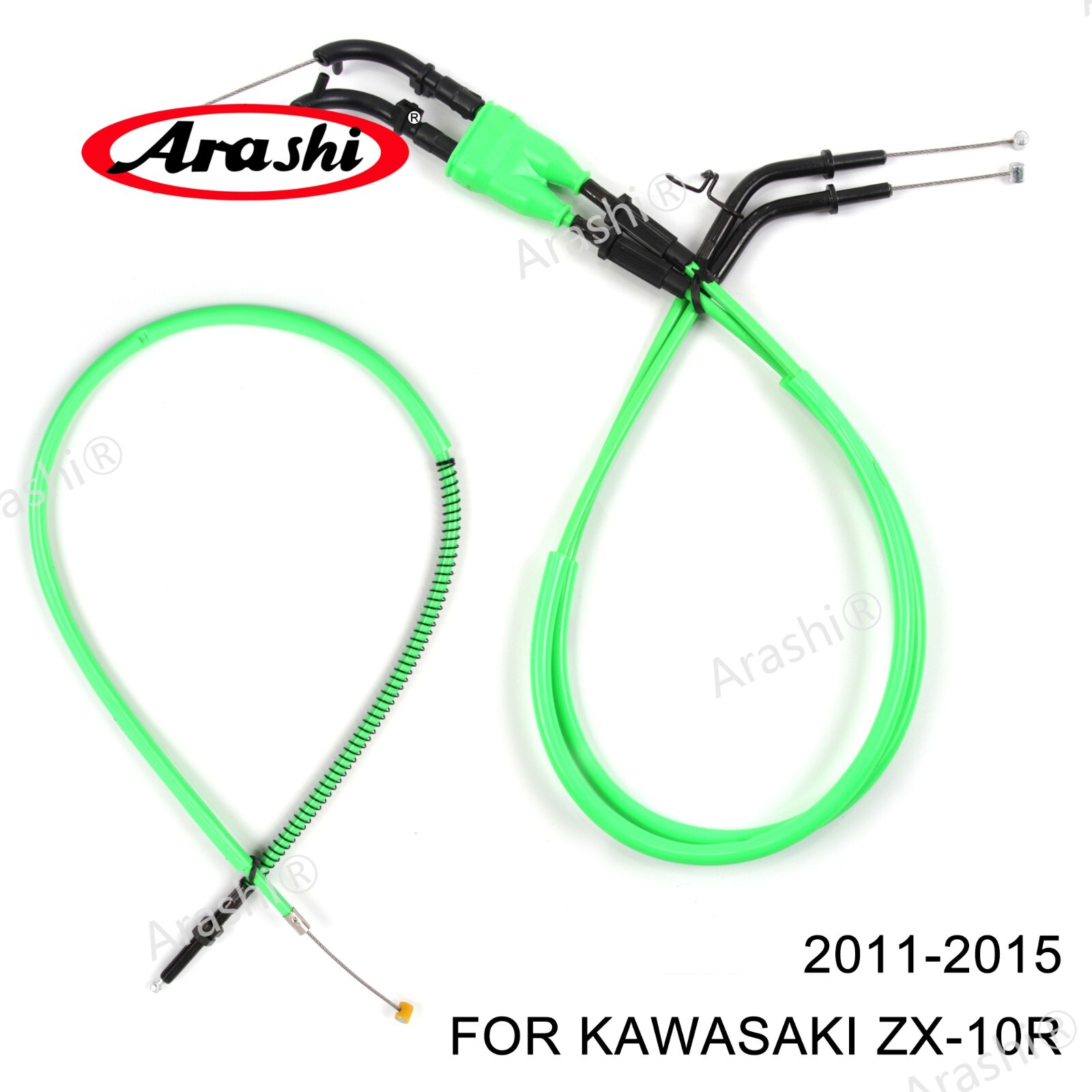 Green Clutch Cable + Thottle Cables For Kawasaki Ninja ZX-10R 2011-2015 ZX10R