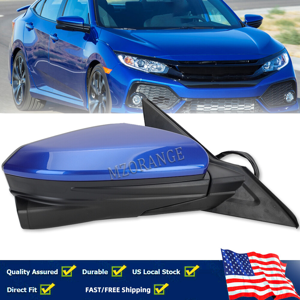 Right Blue Side View Mirror Power Heated w/ Camera 11Pin For Honda Civic 2016-21
