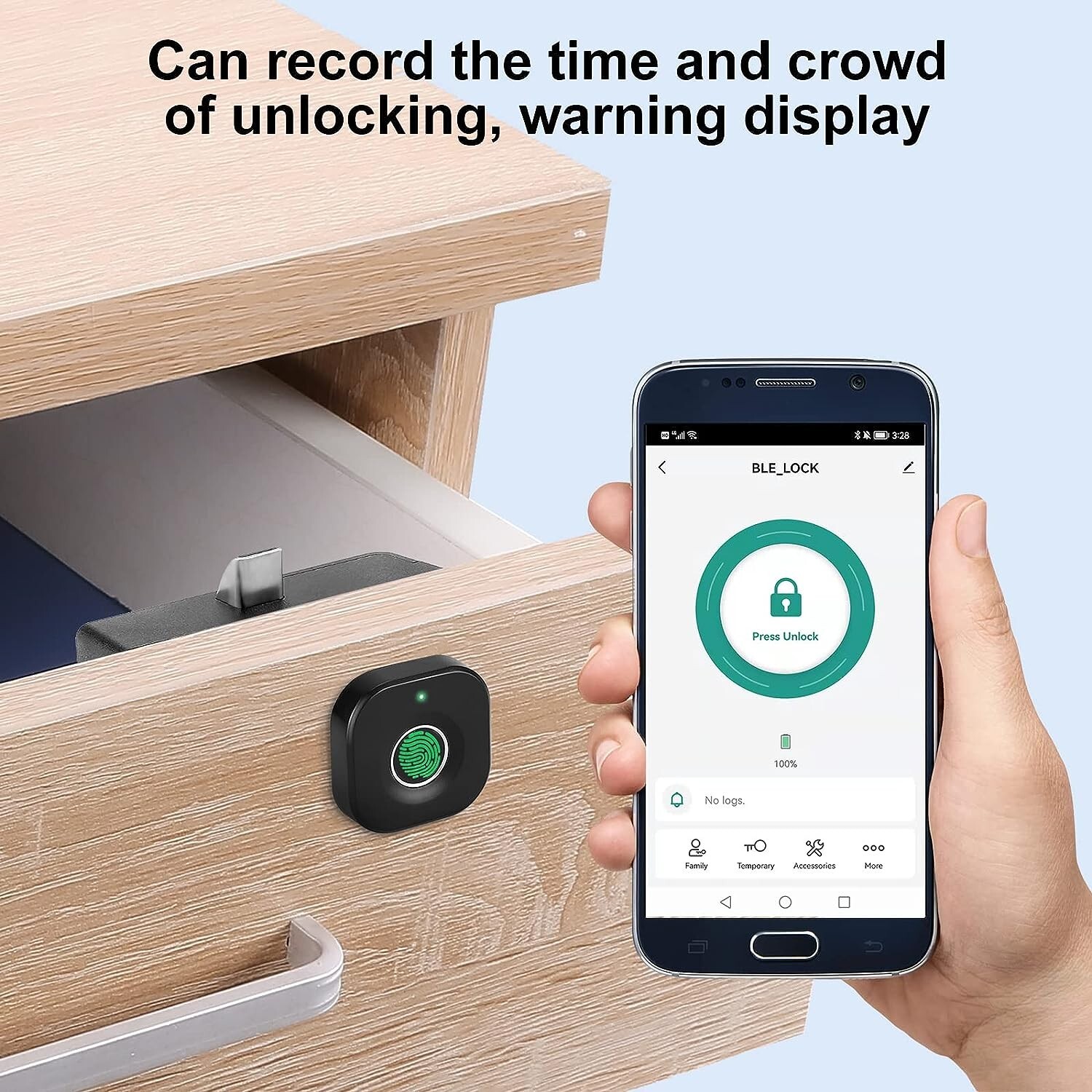 Biometric Cabinet Lock - Three Way to Quick Unlock - Strong Secure Protection