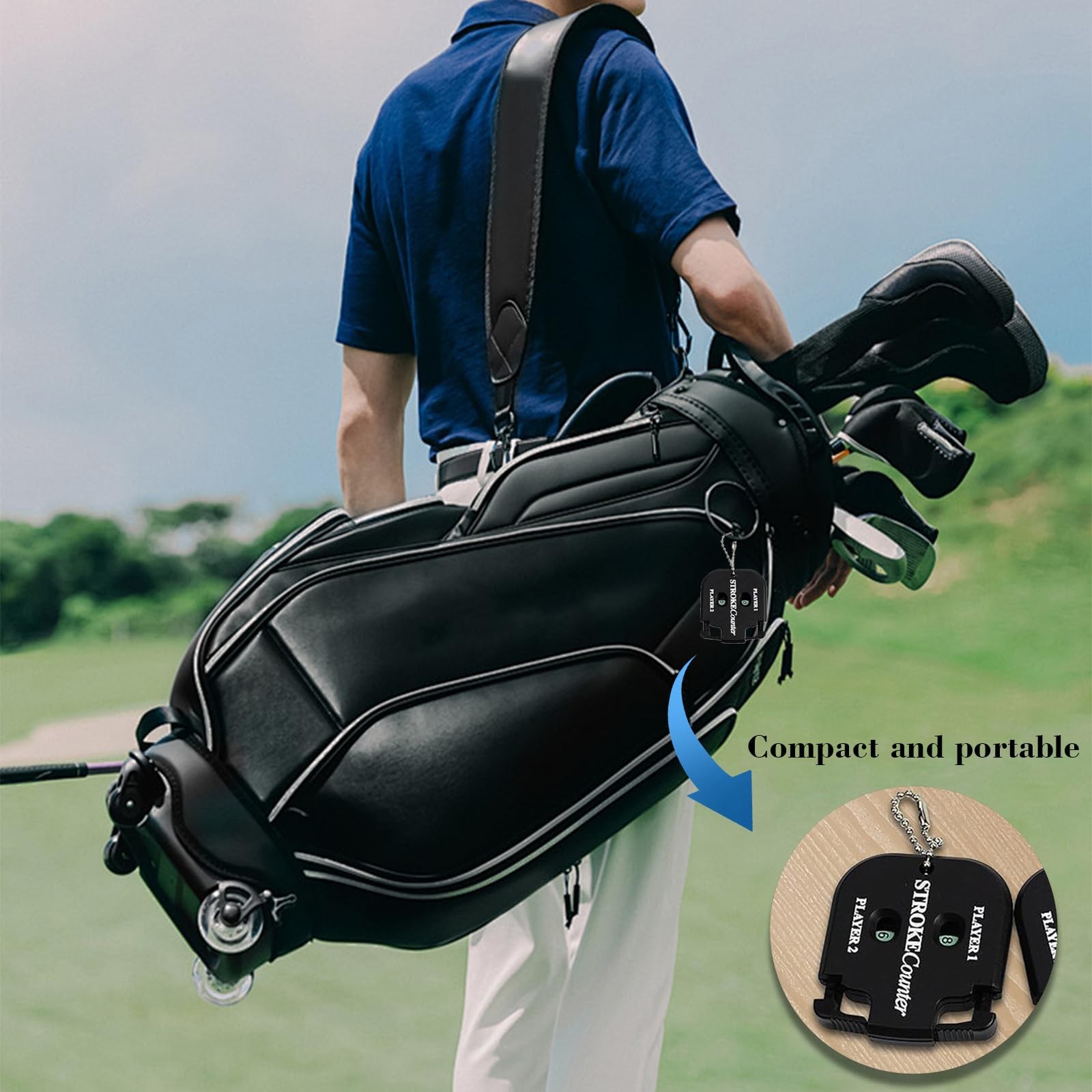 2 Pack Golf Stroke Counter with Key Chain, 2 Player Golf Clicker Counter Hand...