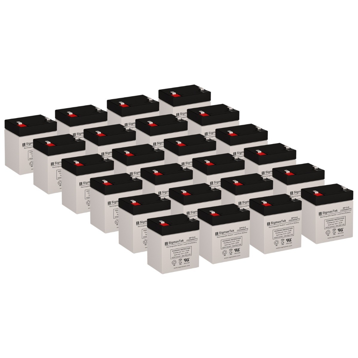 12V 5Ah F1 Set of 24 Sealed Lead Acid Batteries AGM by SigmasTek SP12-5 (T1)