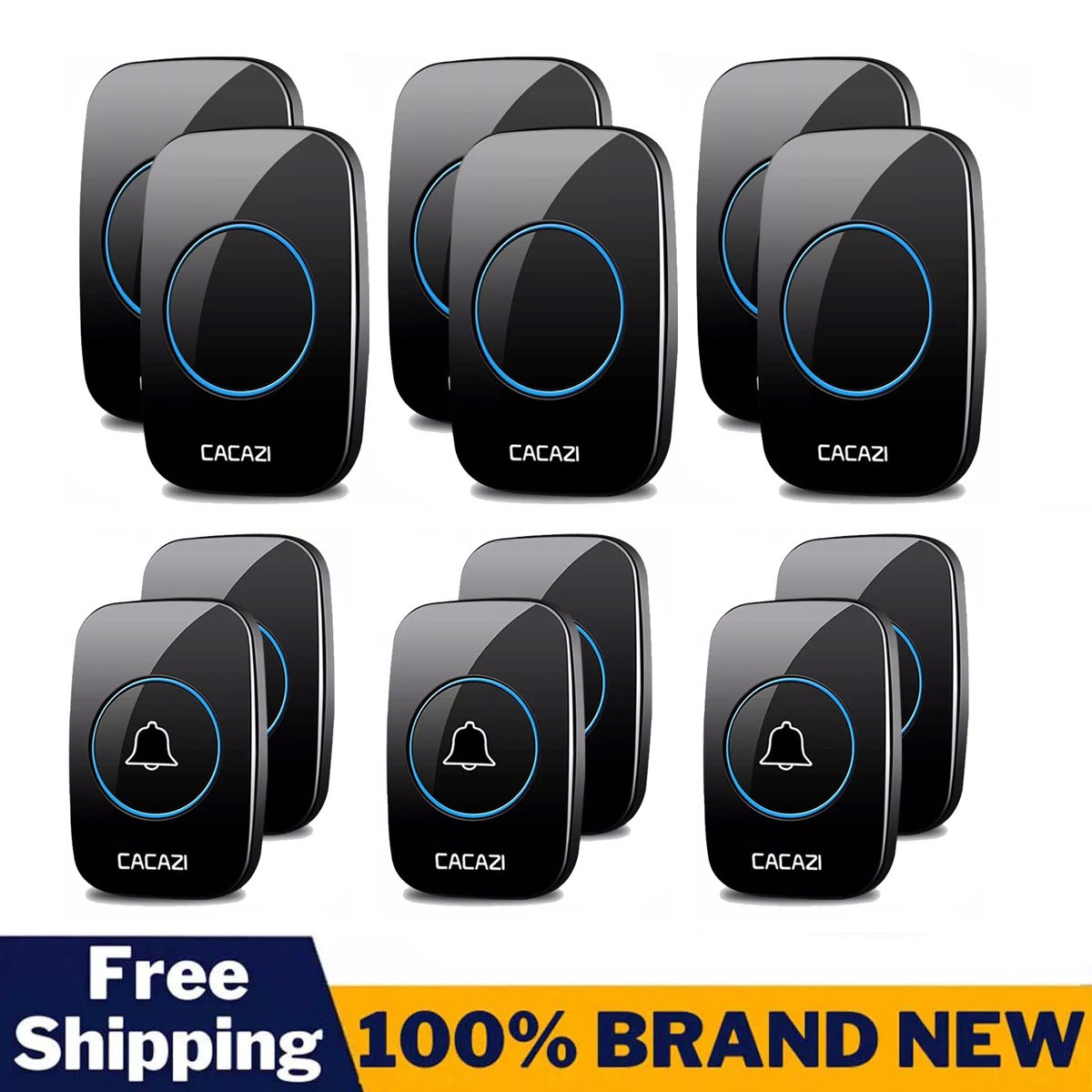 Smart wireless doorbell waterproof plug-in receiver 3 modes adjustable volume