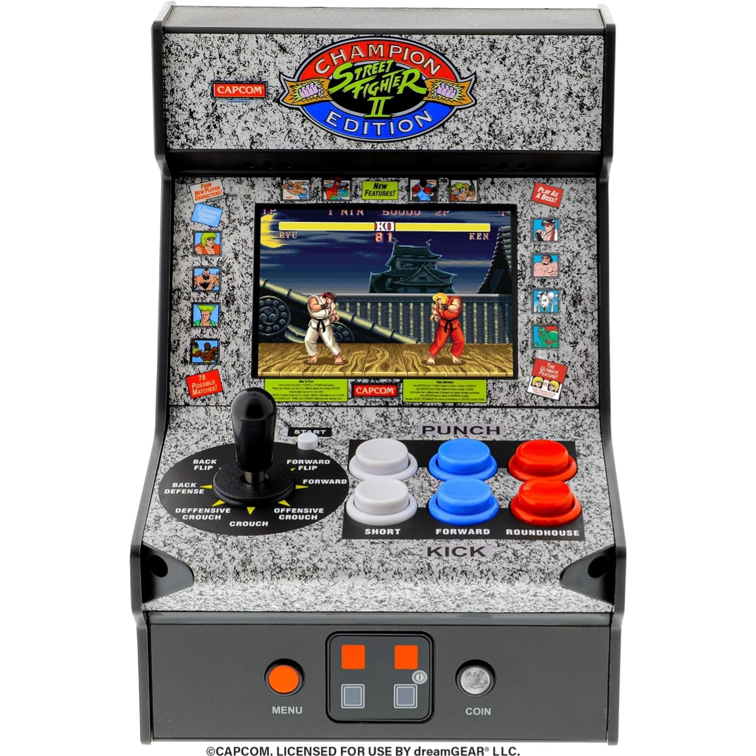 Mini Arcade Game Street Fighter 2 Champion Edition Retro Joystick LCD