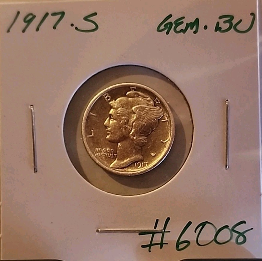 1917-S Mercury Dime ■ GEM/BU ■ FSB ■ #6008