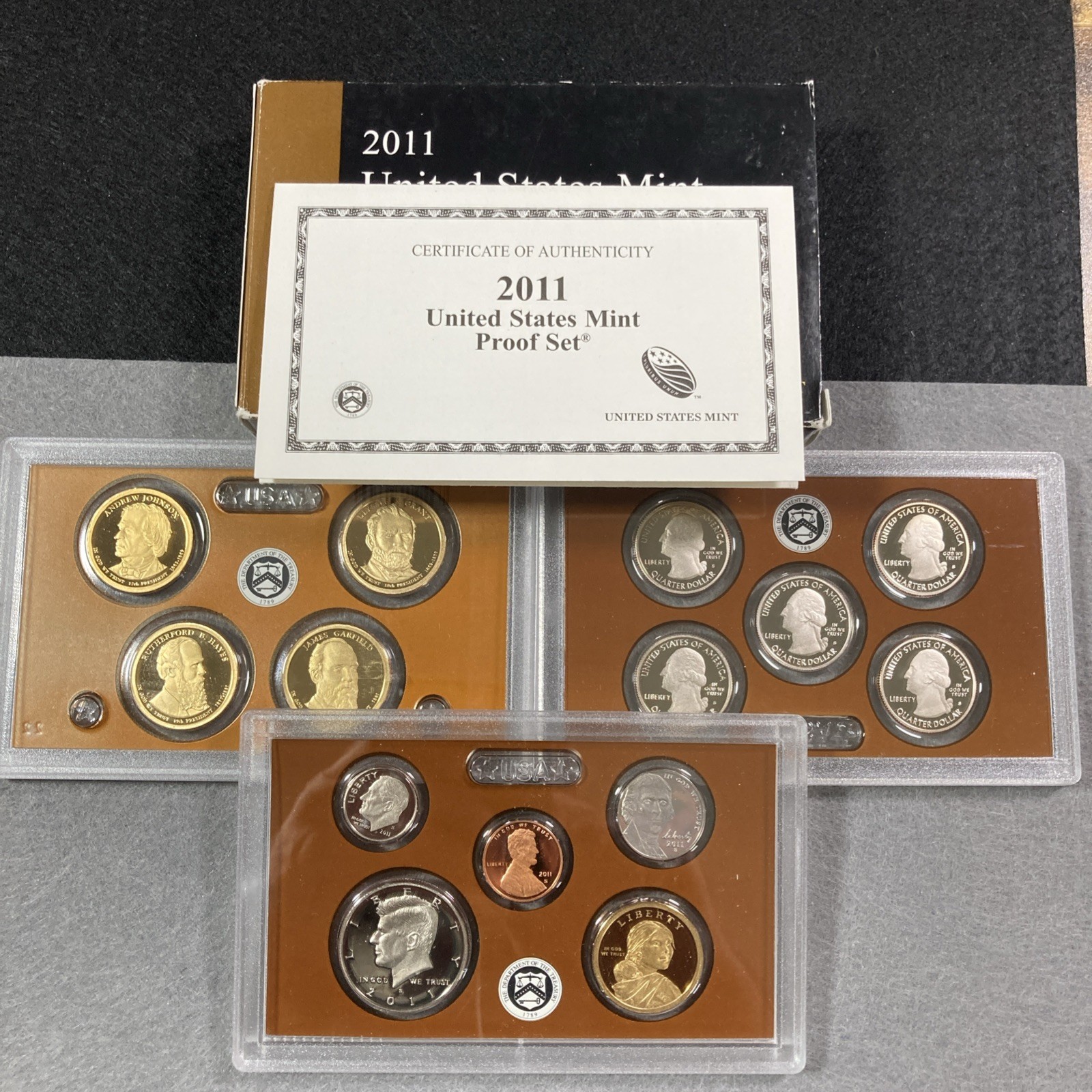 2011 us mint proof set- 14 coin w/ original box & coa