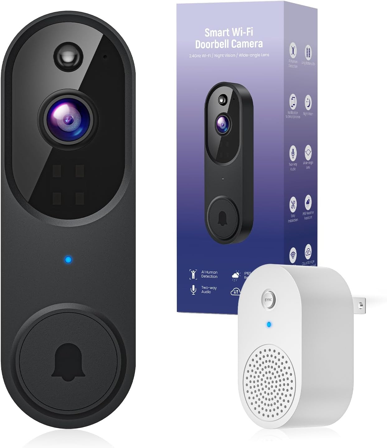 1080p Video Doorbell HD Camera WI-FI Night Vision Motion Detection Wireless