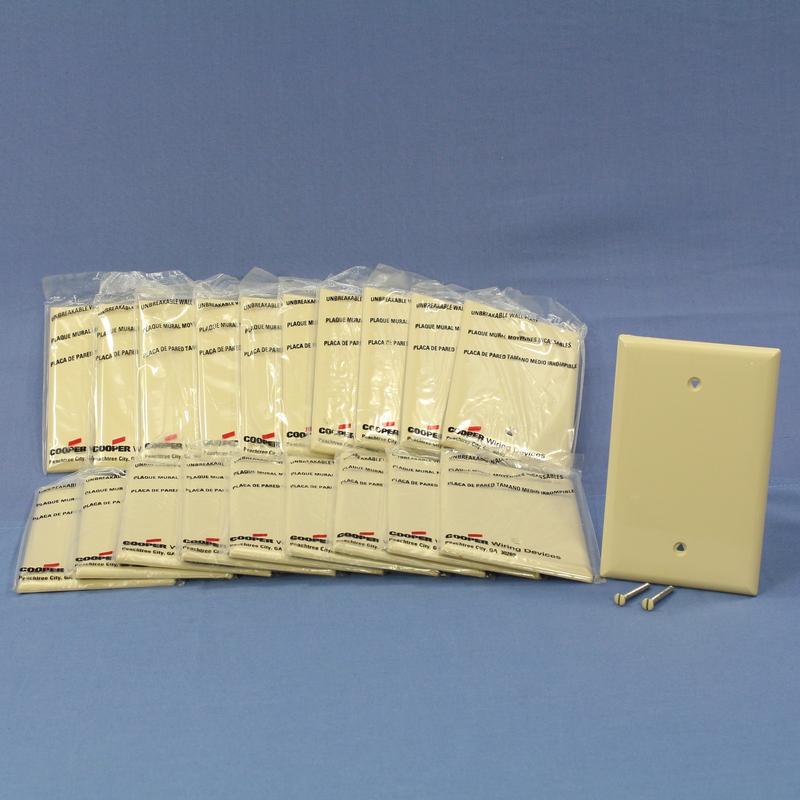 Cooper PJ13V Ivory 1-Gang Blank Unbreakable Mid-Size Wallplate Box Mount 20pcs