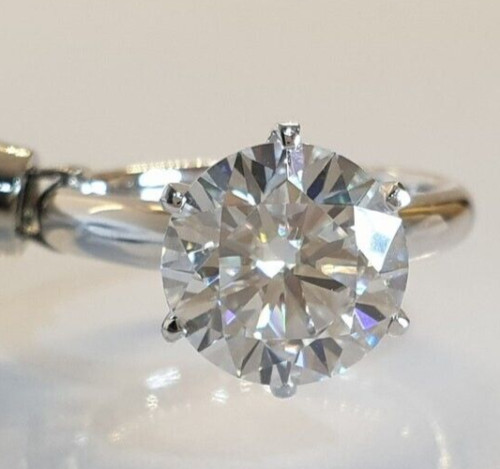 7.20 Ct Treated Off White Certified Diamond Solitaire Band Ring In 925 Silver