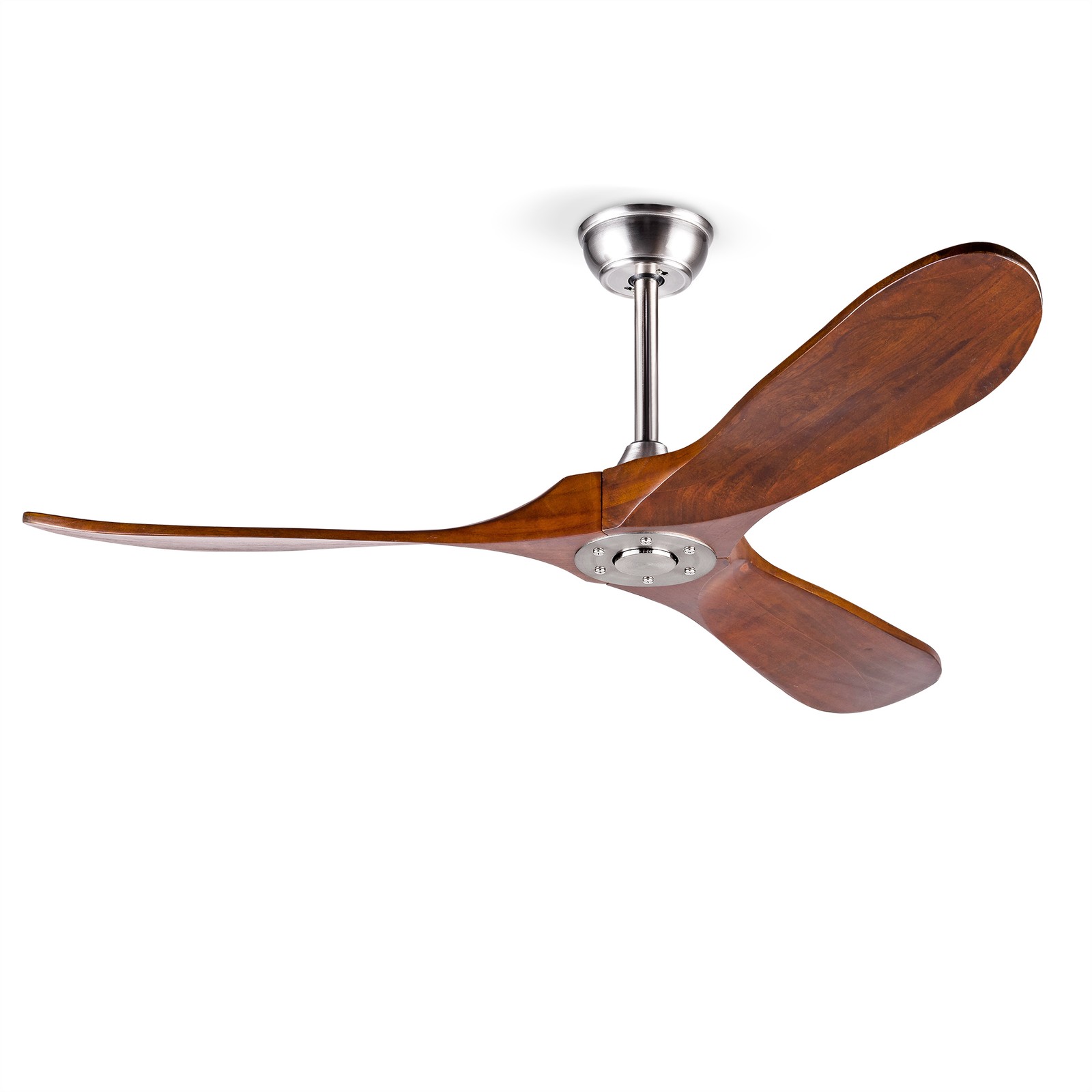 52"Solid Wood Ceiling Fan, Outdoor,3 Blade,No Light,Walnut,for Patio Living Room