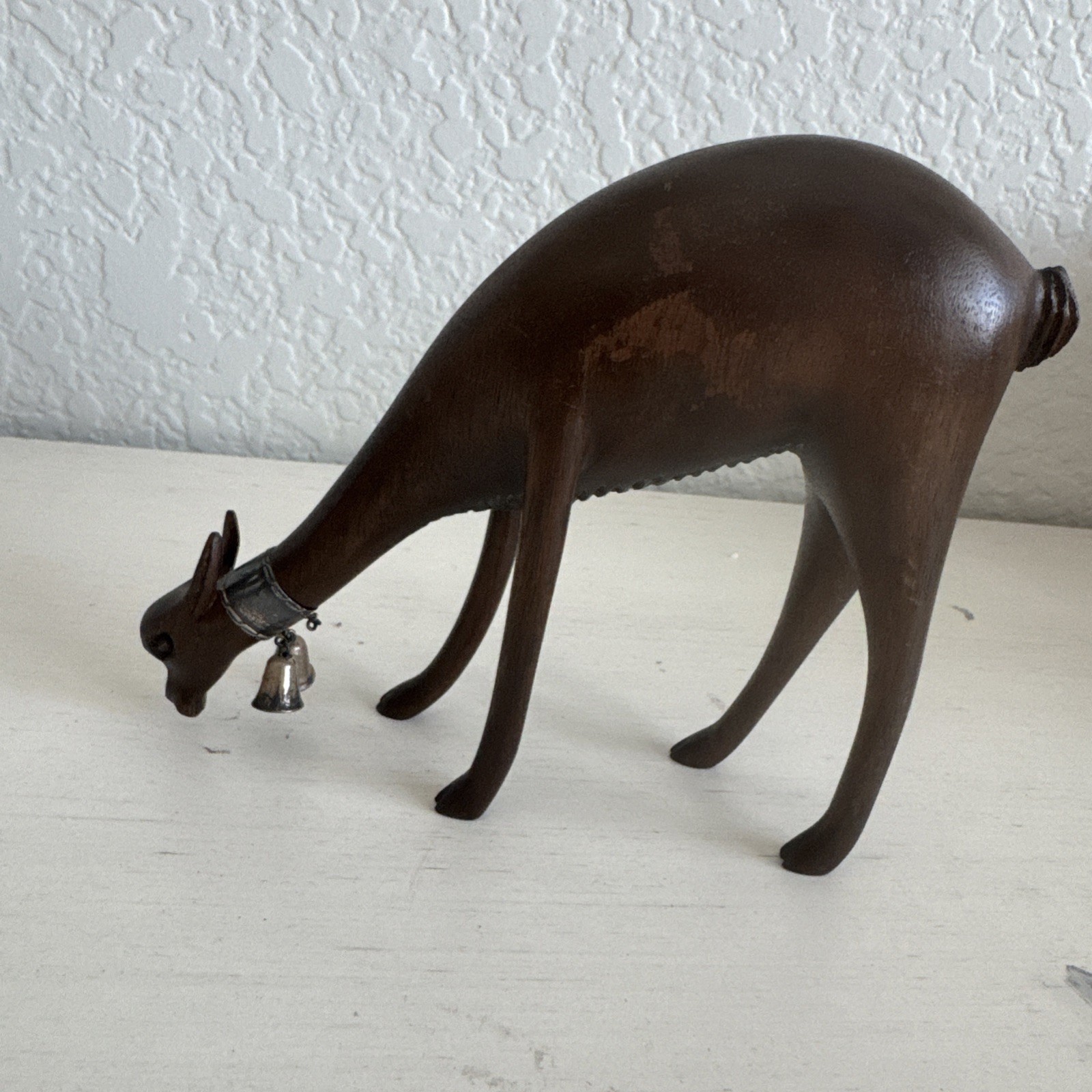 Vintage Fernando Castro "Deer Of The Andes" Wood & Sterling Bell Collar Figure