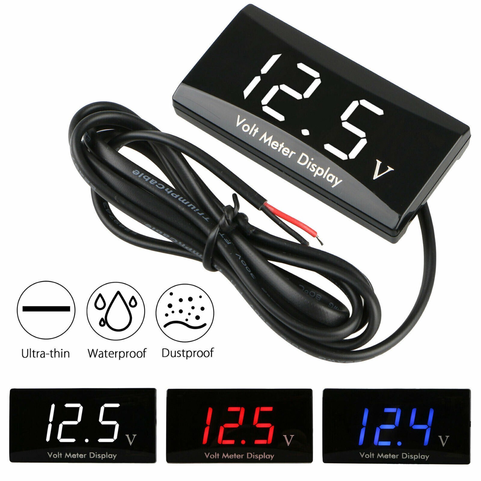12V Digital LED Display Voltmeter Voltage Gauge Panel Meter Car Motorcycle