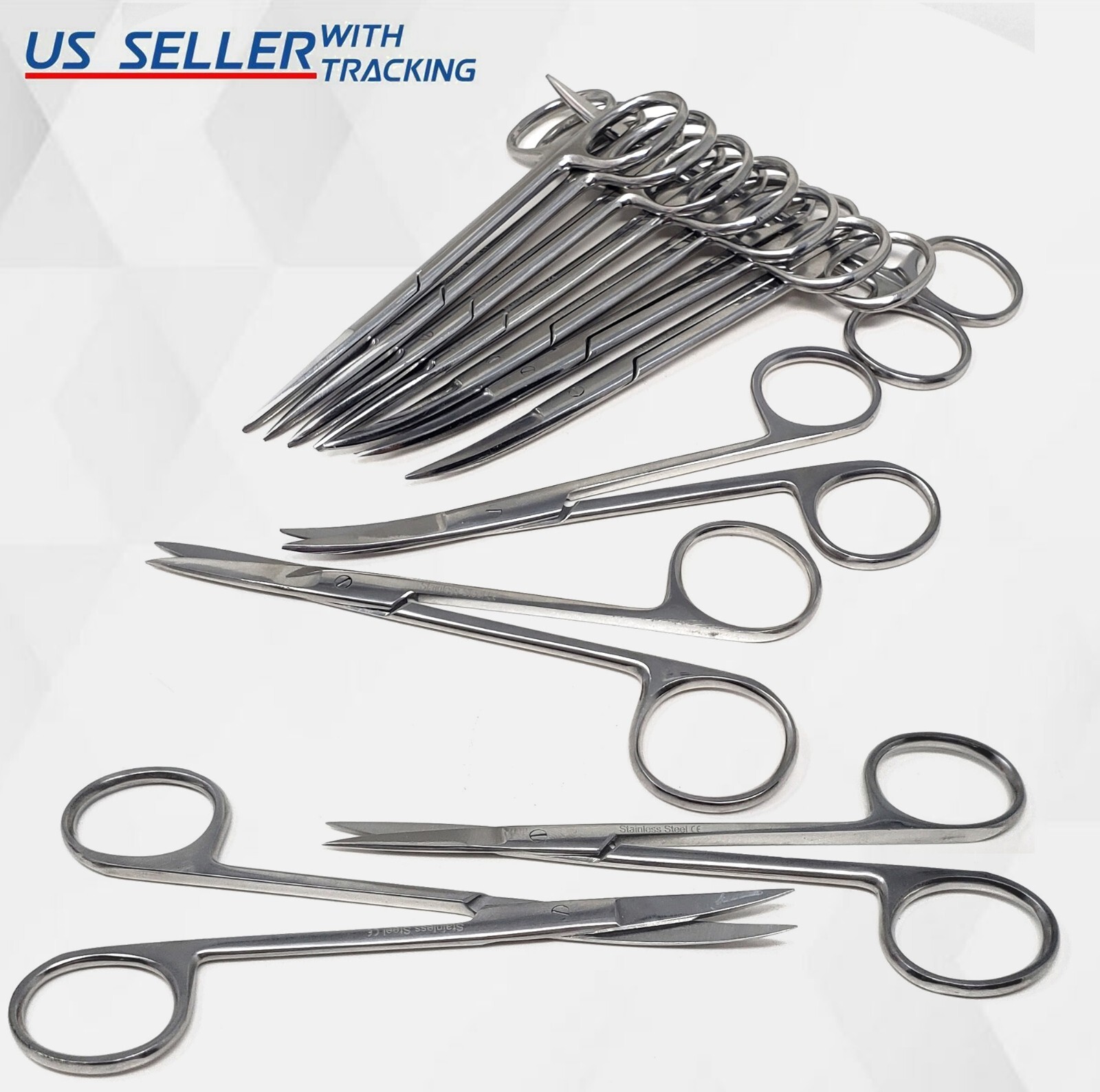 12 IRIS Scissors 4.5" Curved & Straight Surgical Dental Instruments