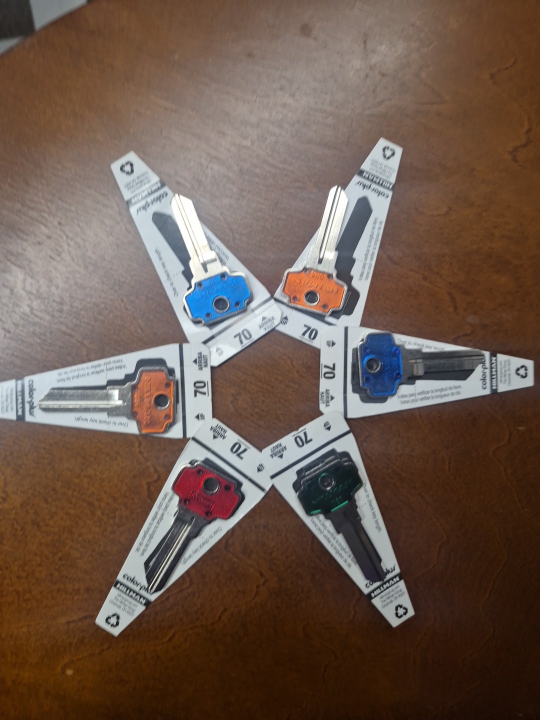 6x Dexter DE6 ColorPlus Key Blanks MIXED COLORS By HILLMAN#70 Free Ship (LSK01