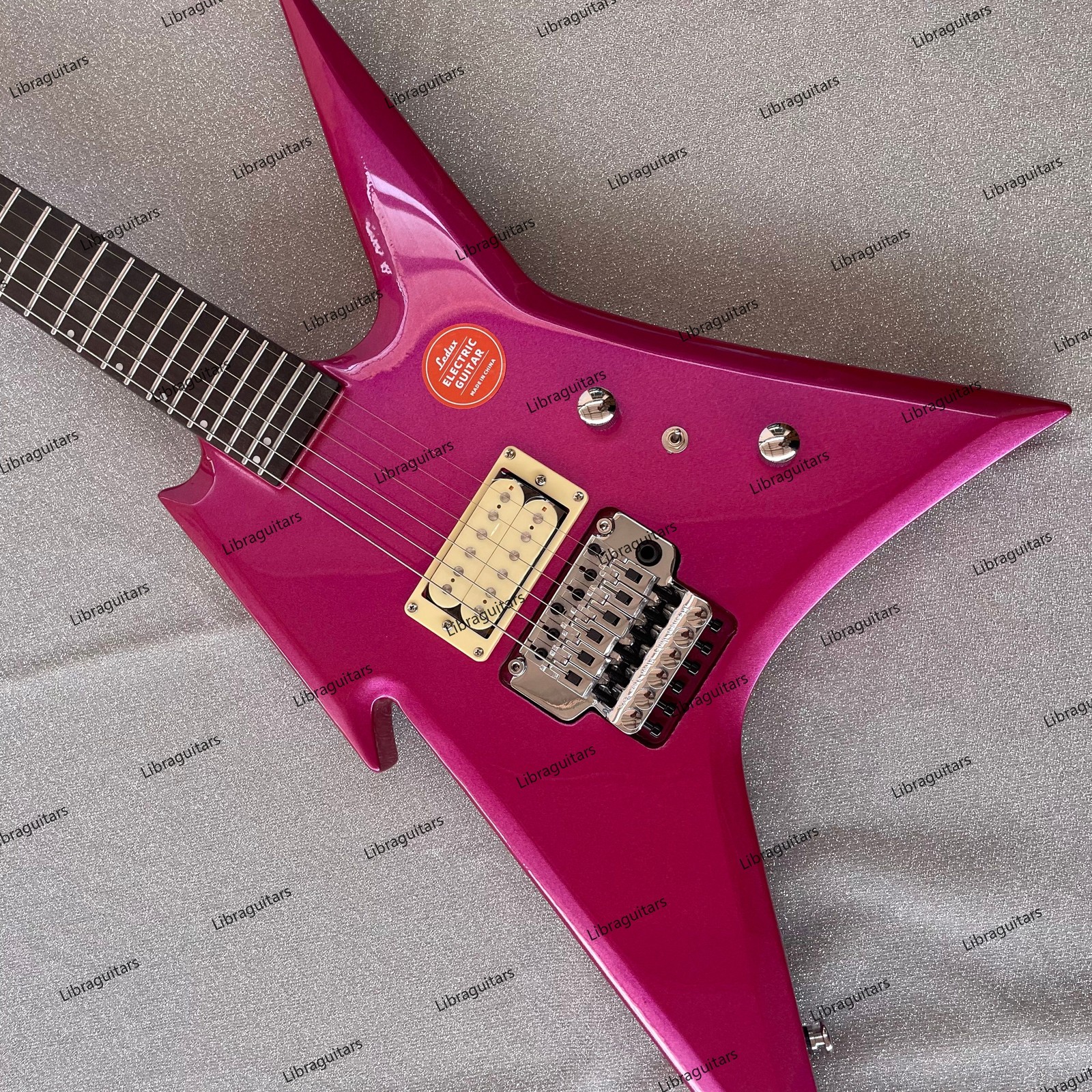 Electric Guitar Active Pickups FR Bridge Stainless Rounded Fret Edge Rose Pink