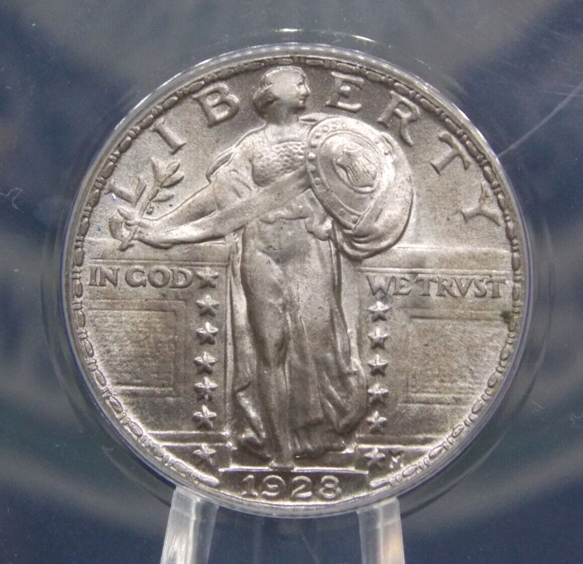 1928 "P" Standing SILVER Liberty Quarter 25c ANACS MS63 #400 BU Unc ECC&C, Inc.