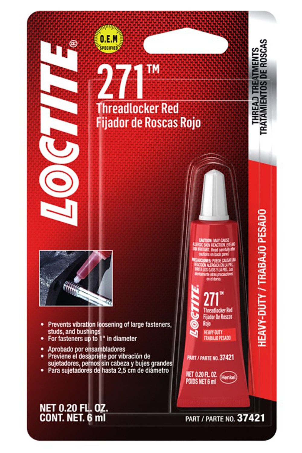 Loctite     Loctite 271 Threadlocker For Automotive  High Strength  High Temp