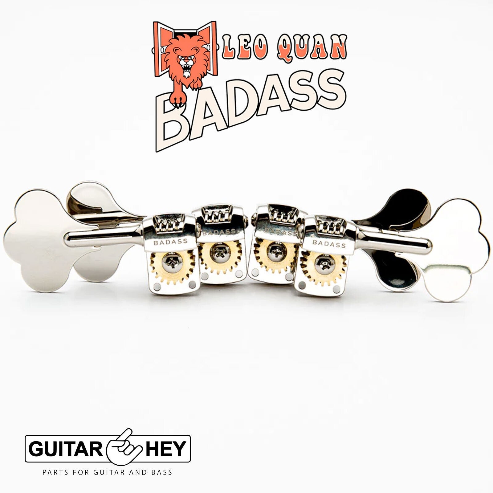 TK-7822-001 Leo Quan Badass OGT Mini Bass Keys Open-Gear Tuning Keys 2x2, NICKEL