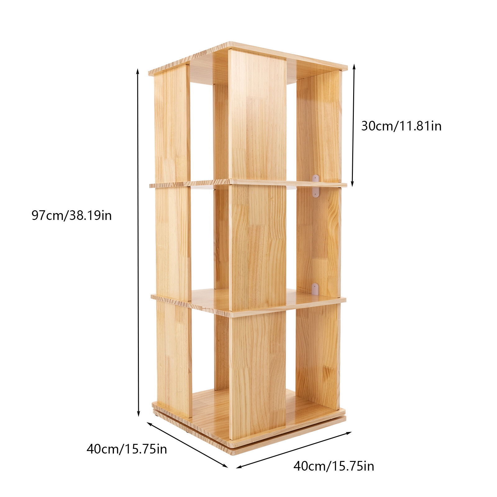 3-Shelf Stackable Revolving Bookcase 360° Rotating Modern Bookshelf Organizer