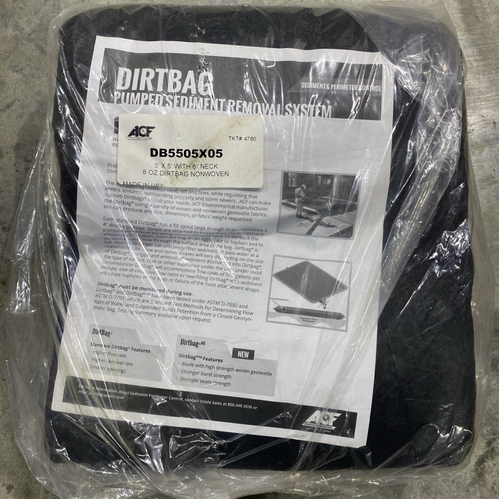 ACF Environmental DB5505X05 5' x 5' with 6" Neck 8 oz Dirtbag Nonwoven