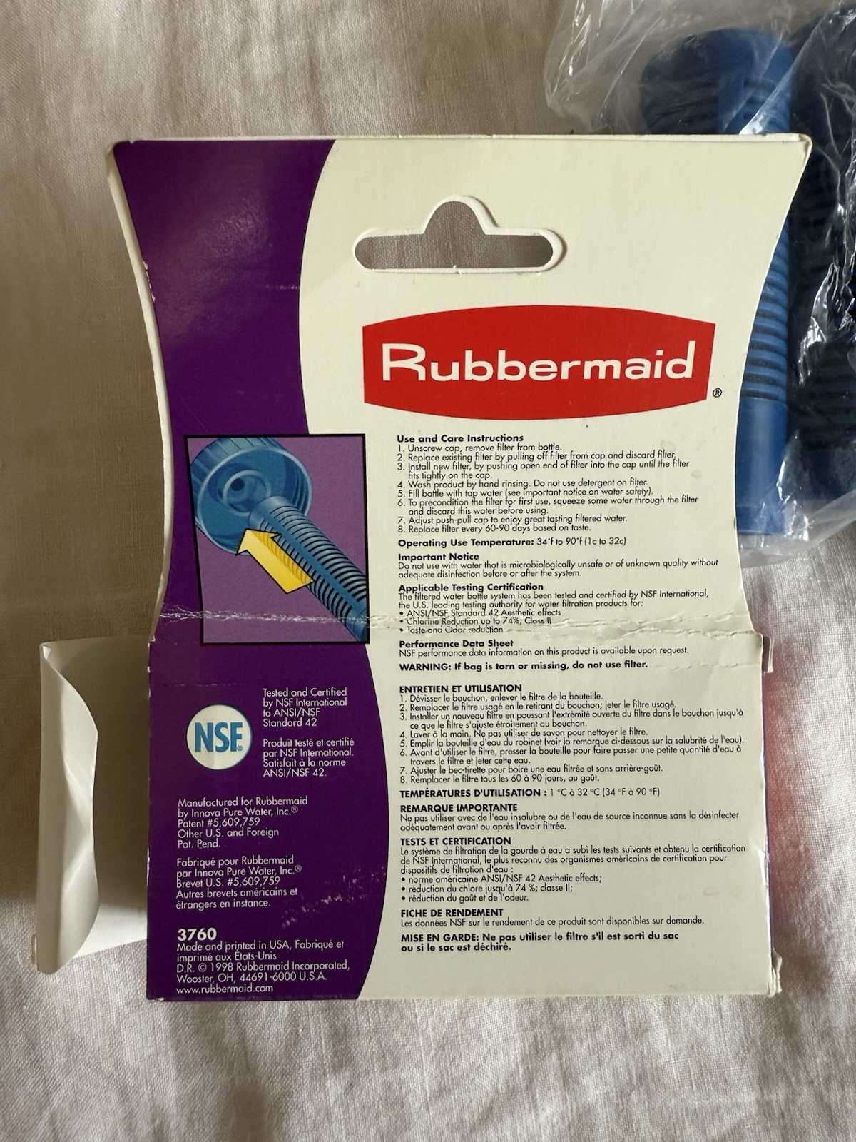 Rubbermaid B Size Filter Water Bottle Replacement 6 Filters