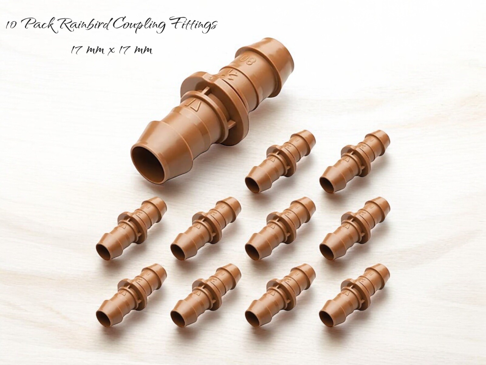 10-Pack | Rainbird  17mm x 17mm Barb Coupling Fitting Drip Insert 1/2 Inch