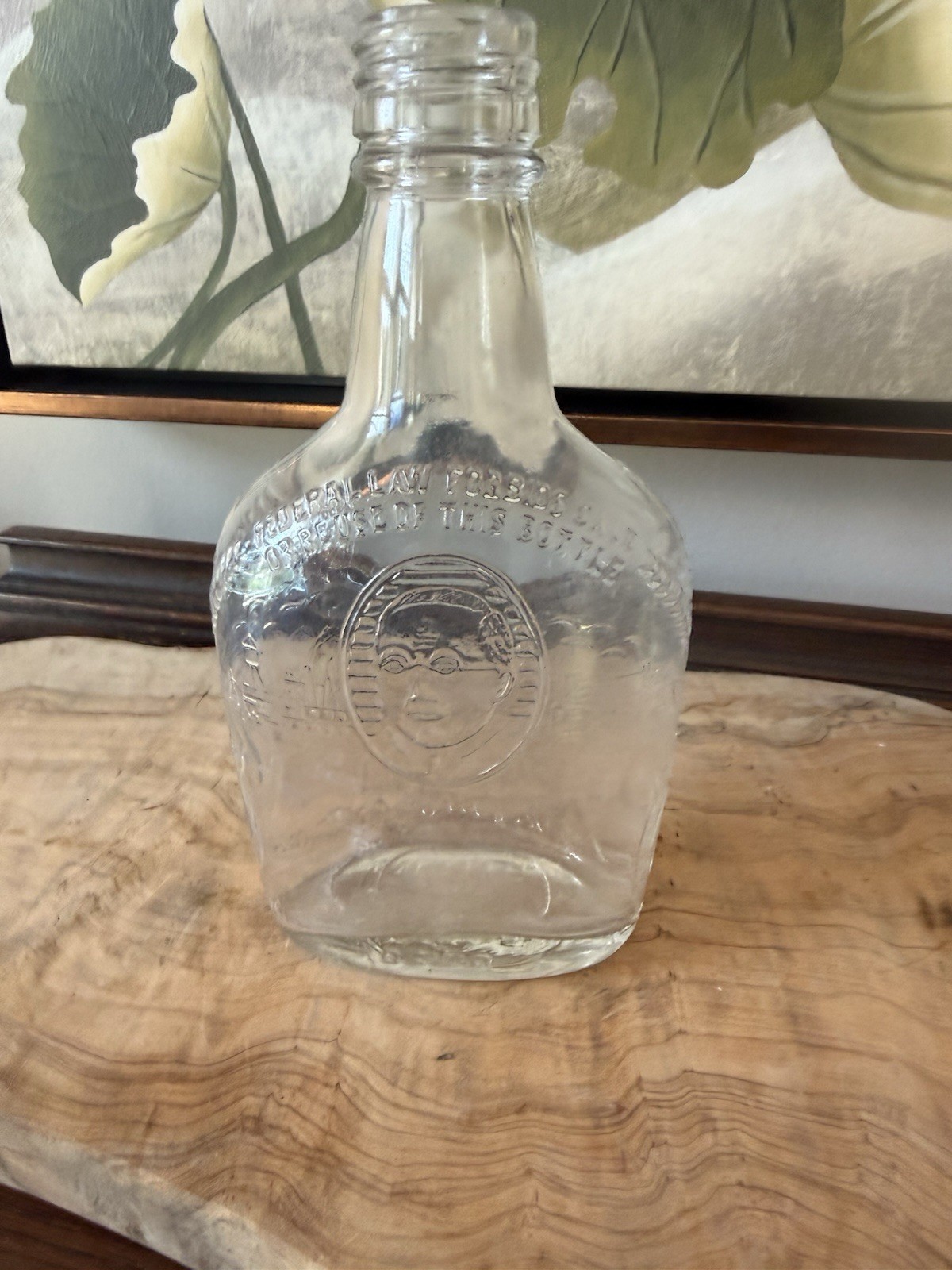 1930s Harry Wilken Clear Glass Bottle With Cap Federal Law Forbids, 8.5” Tall