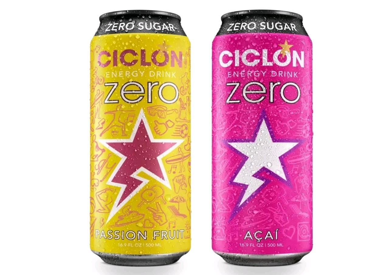 Ciclon Energy Drink 2-Pack - Acai & Passion Fruit Flavors, 16.9oz Cans, Vegan