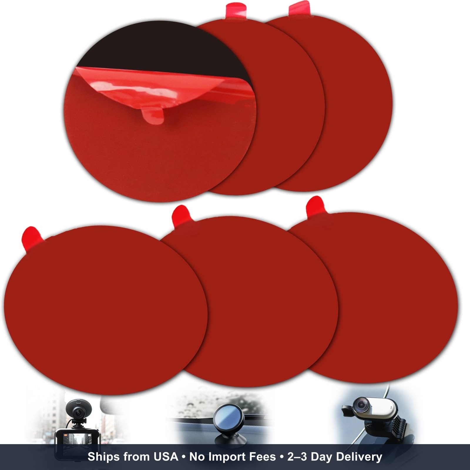 Double Sided Adhesive Pads for Dash Cam, 6PCS, 2.83 Inch | Heavy Duty Sticky Pad