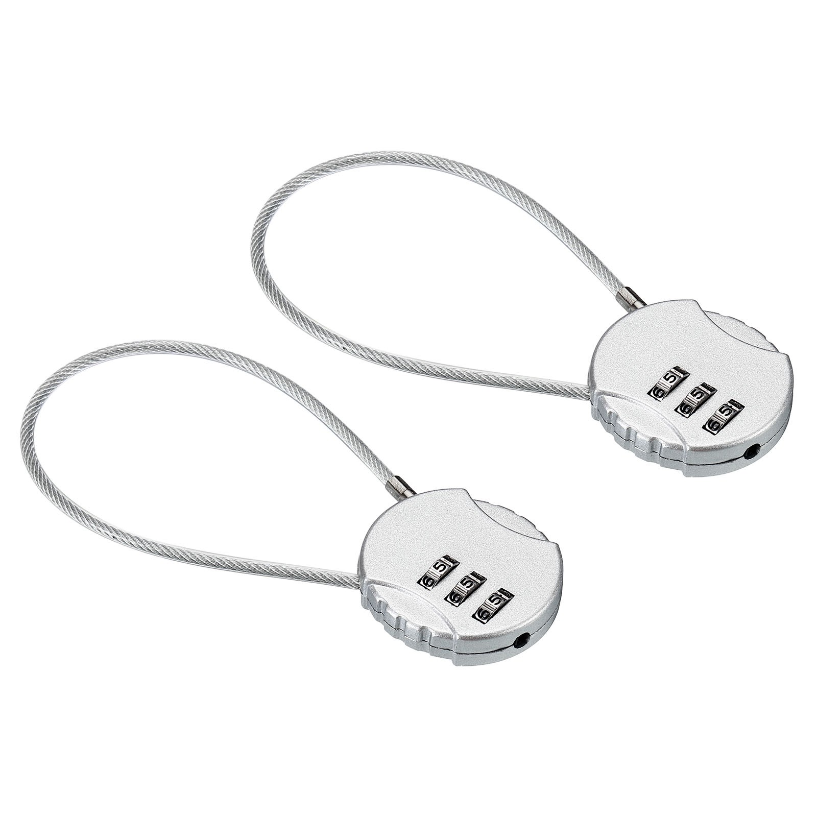 Small Combination Block 7.8", 2pcs 3 Digit Luggage Lock, Silver Tone