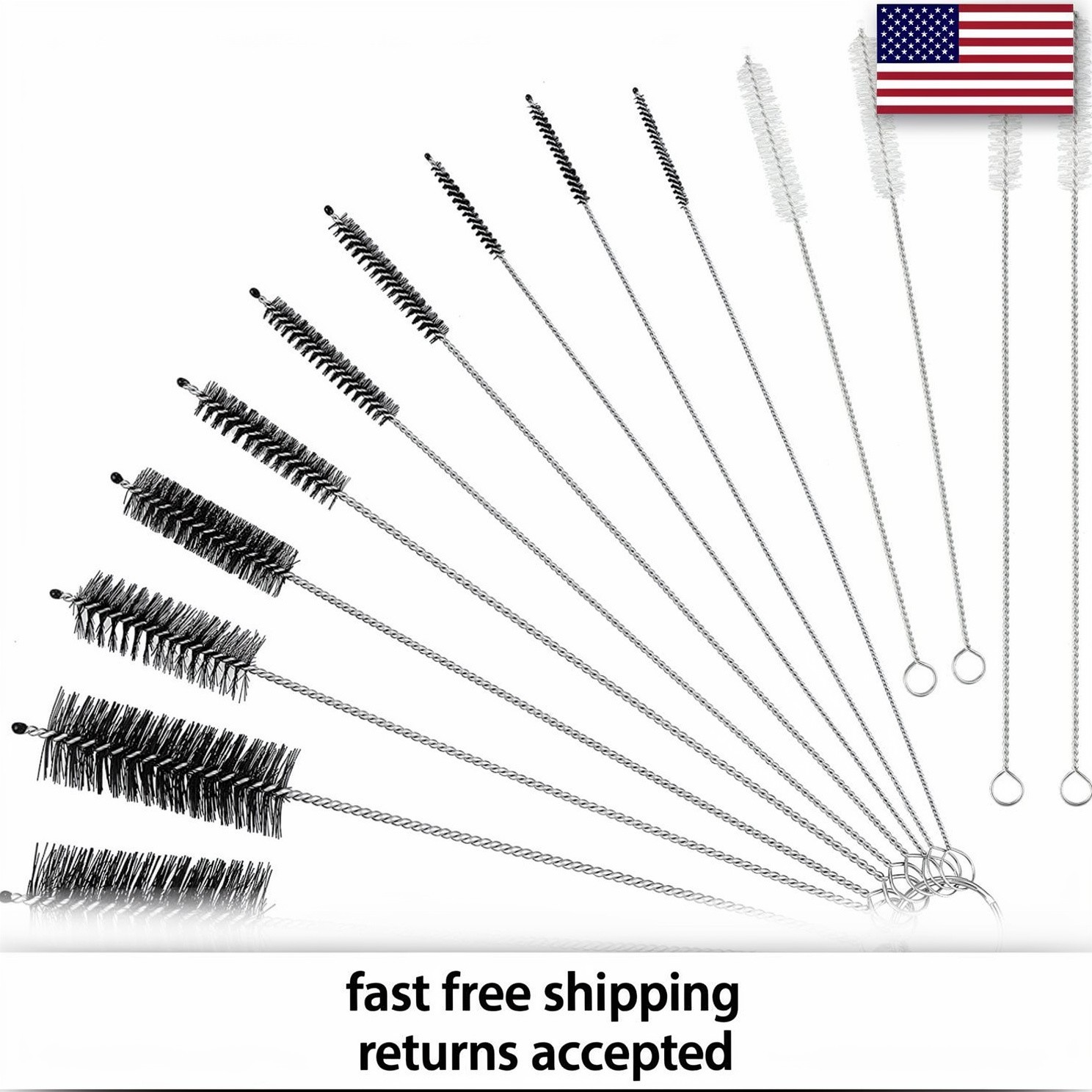 Nylon Cleaning Brush Set Multi Purpose Straw Spray Gun Sewing Machine Brushes US