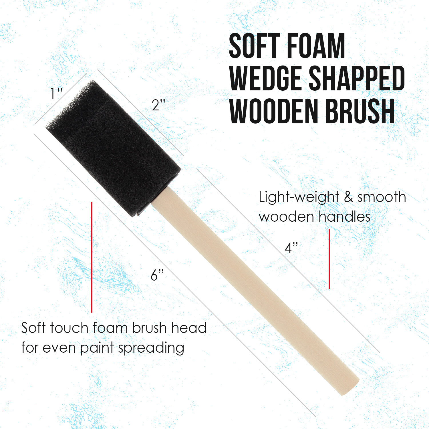 25 Pack - 1" Foam Sponge Paint Brush Set Wood Handle Craft Touch Up Stain