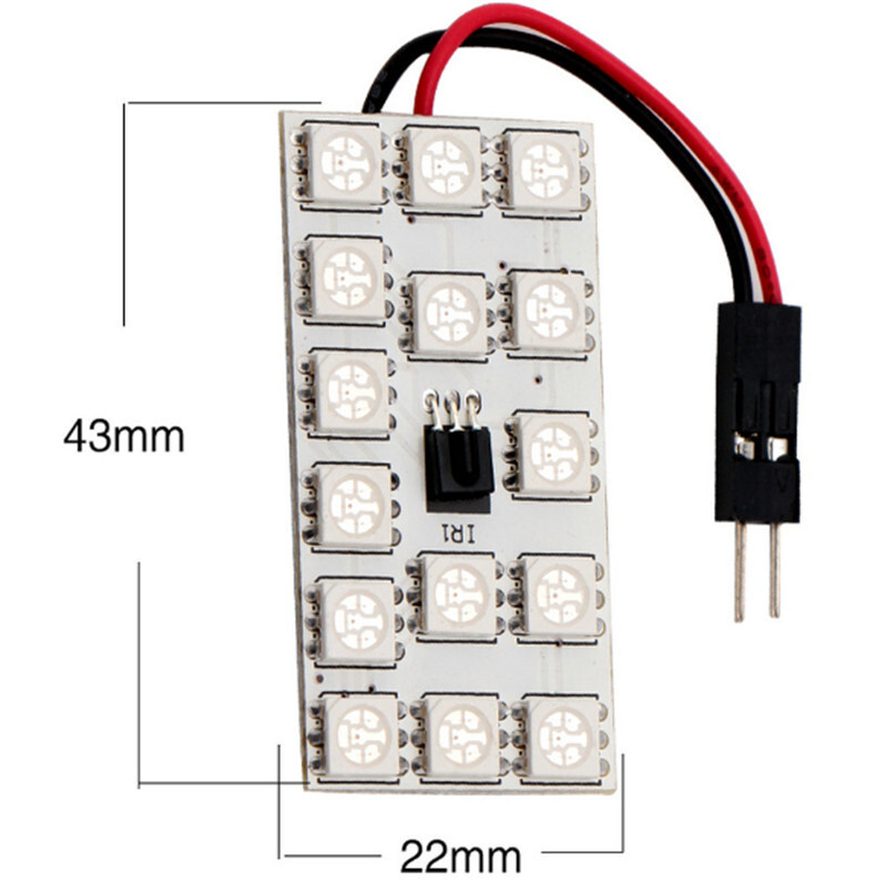 2x RGB LED Bulbs Panel 15-SMD 5050 8 Color Remote Dome Light Map License Plate