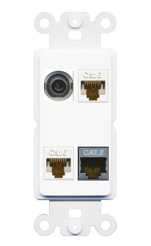 [4 Ports] 3-5MM 2 CAT6 CAT7 Port Wall Plate Rocker White