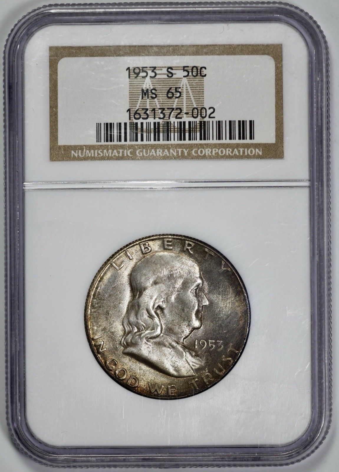 1953-S Franklin 50c Silver Half Dollar NGC MS 65