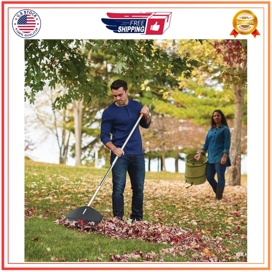 Fiskars Poly Leaf Rake 67 inch Lightweight Garden Tool