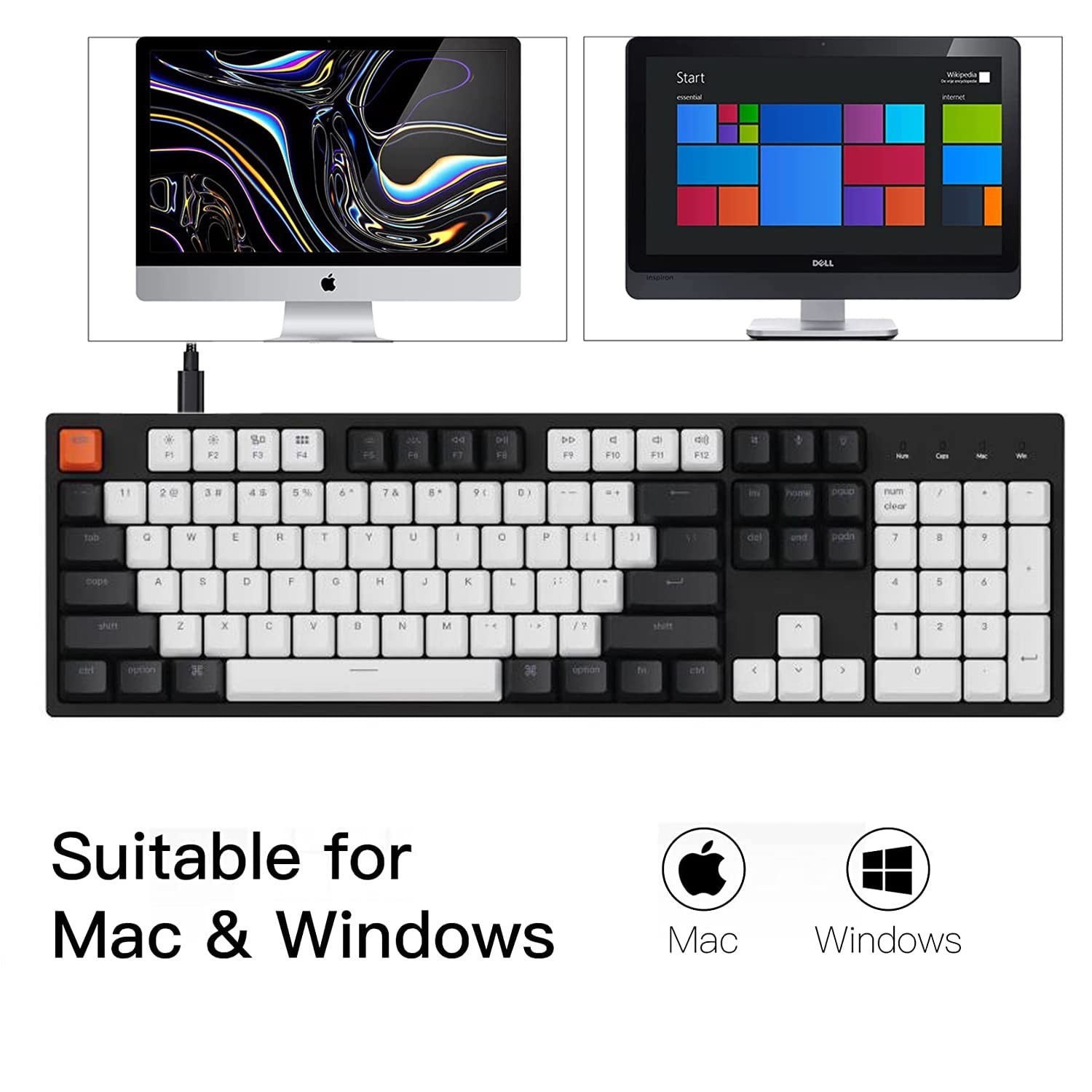 Keychron C2 104 Keys Full Size Wired Mechanical Keyboard for Mac Windows, Hot...