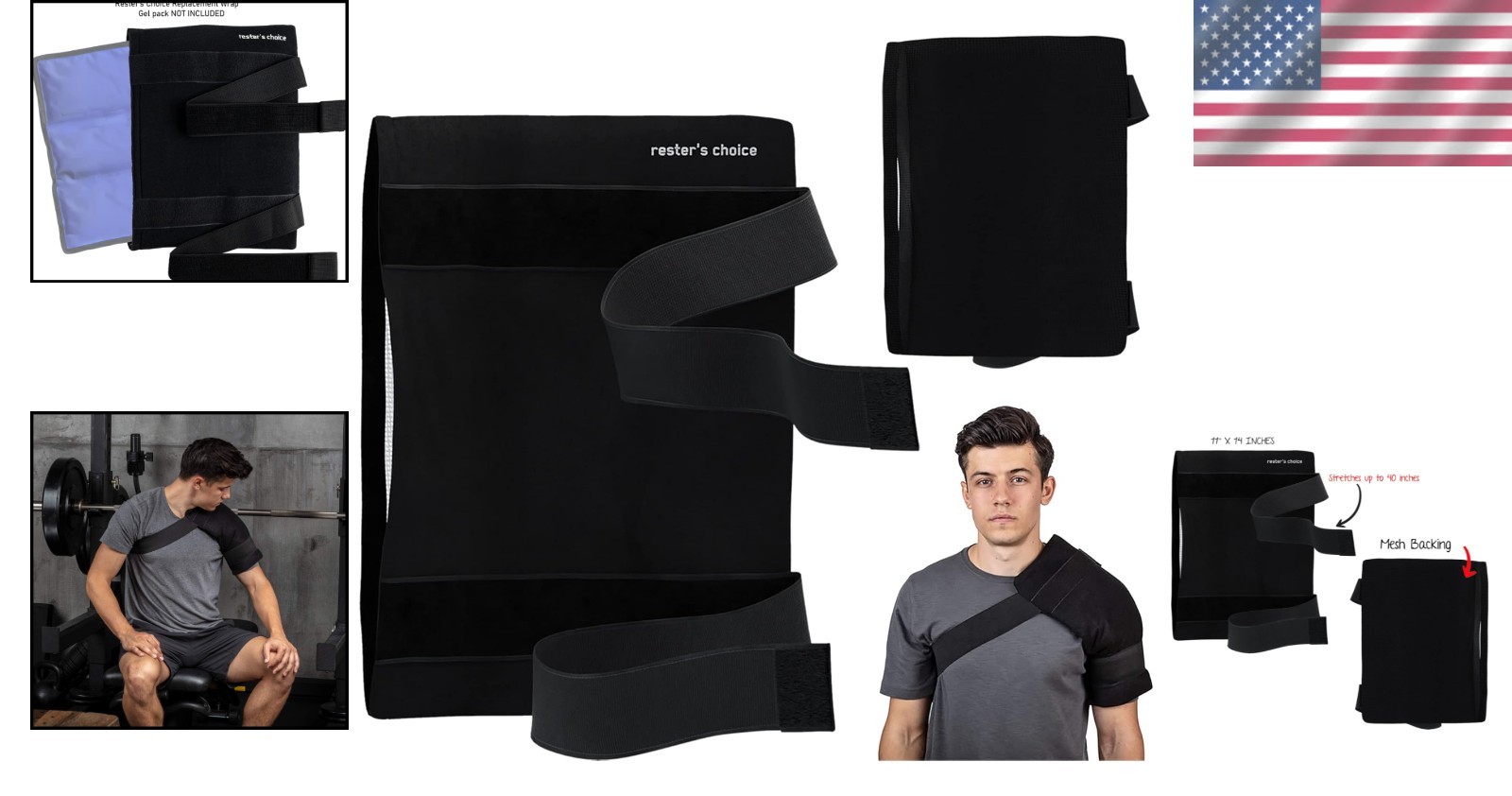 Resters Choice Ice Pack Wrap Holder with Adjustable Straps for Large Ice Pack...