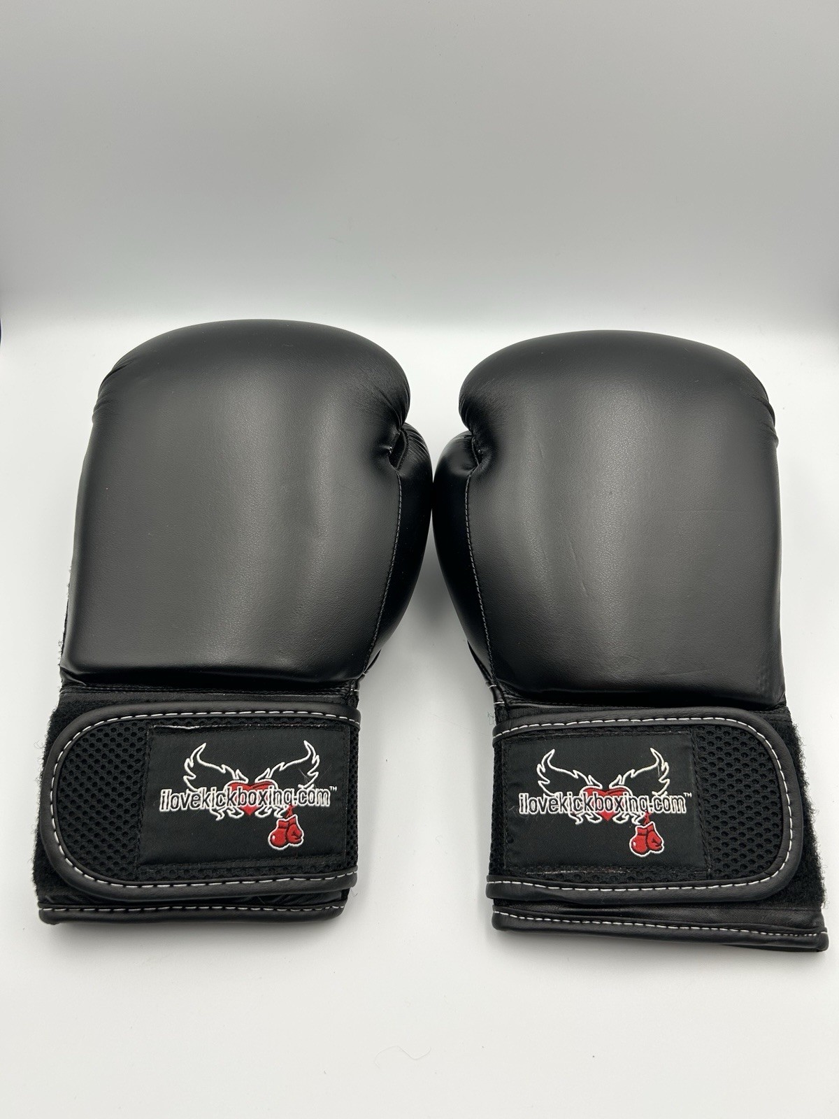 I Love Kickboxing 12 Oz Sparring Black MMA Boxing Style Gloves Adult