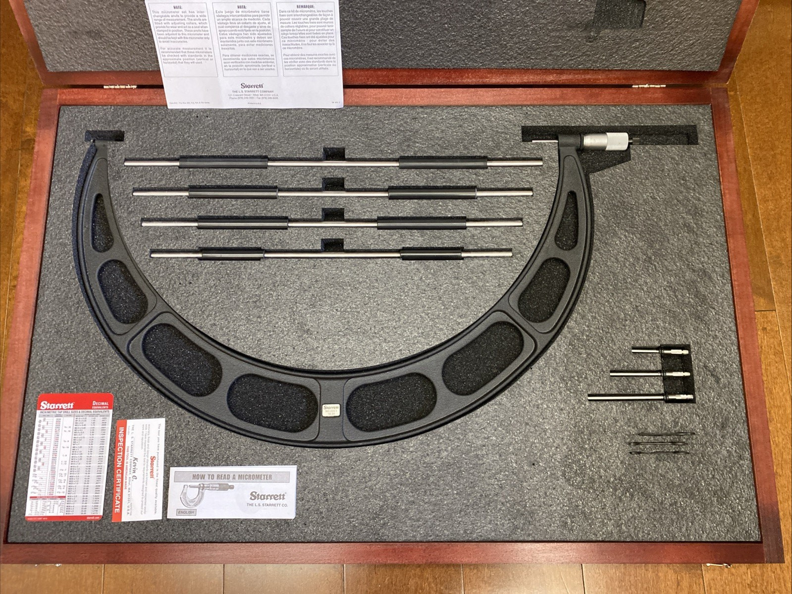 STARRETT 224.1ERLZ INTERCHANGEABLE ANVIL MICROMETER 16-20″ Made In USA
