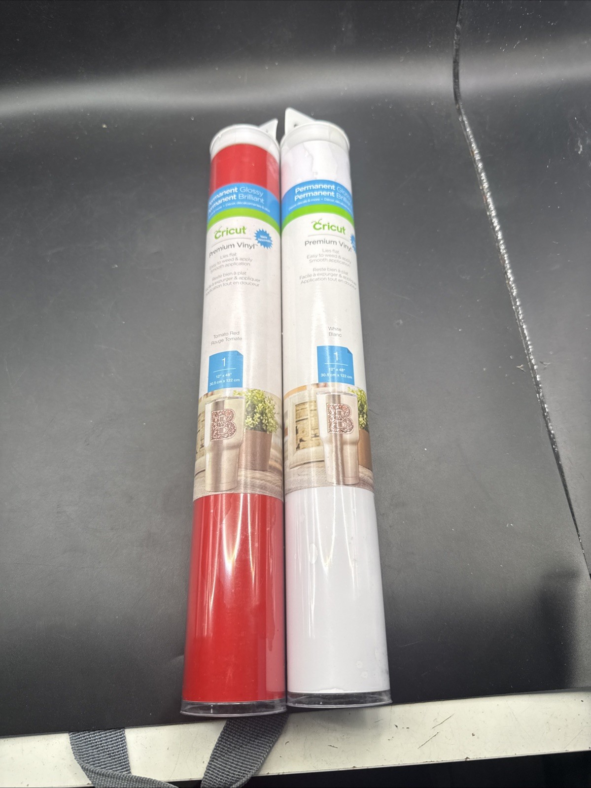 New Bundle of 2 Cricut White & RED Glossy 12" X 48"  Permanent Premium Vinyl