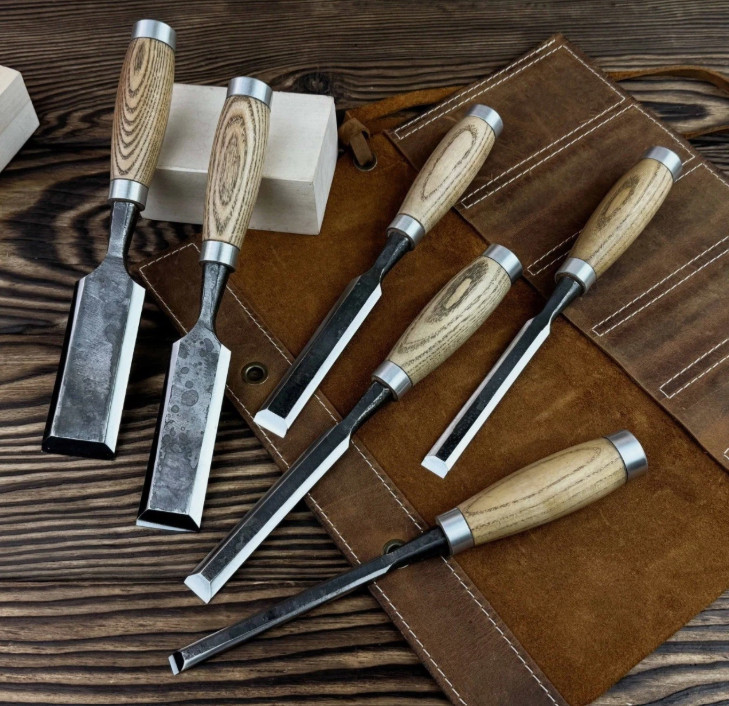 Japanese Woodworking Chisel Set Hand Forged High Carbon Steel Ash Handle