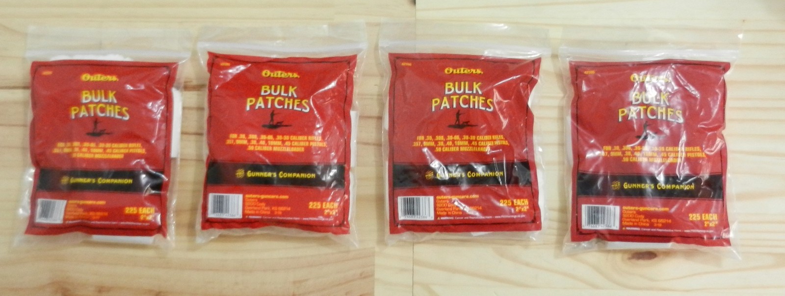 Outers Bulk Cotton Patches;  4 Packs of 225 Patches;  2" x 2";  Various;  42386