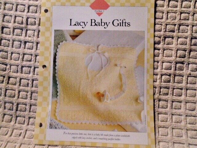 Lacy Baby Bib & Pacifier Holder  VANNA'S CROCHET PATTERN INSTRUCTIONS