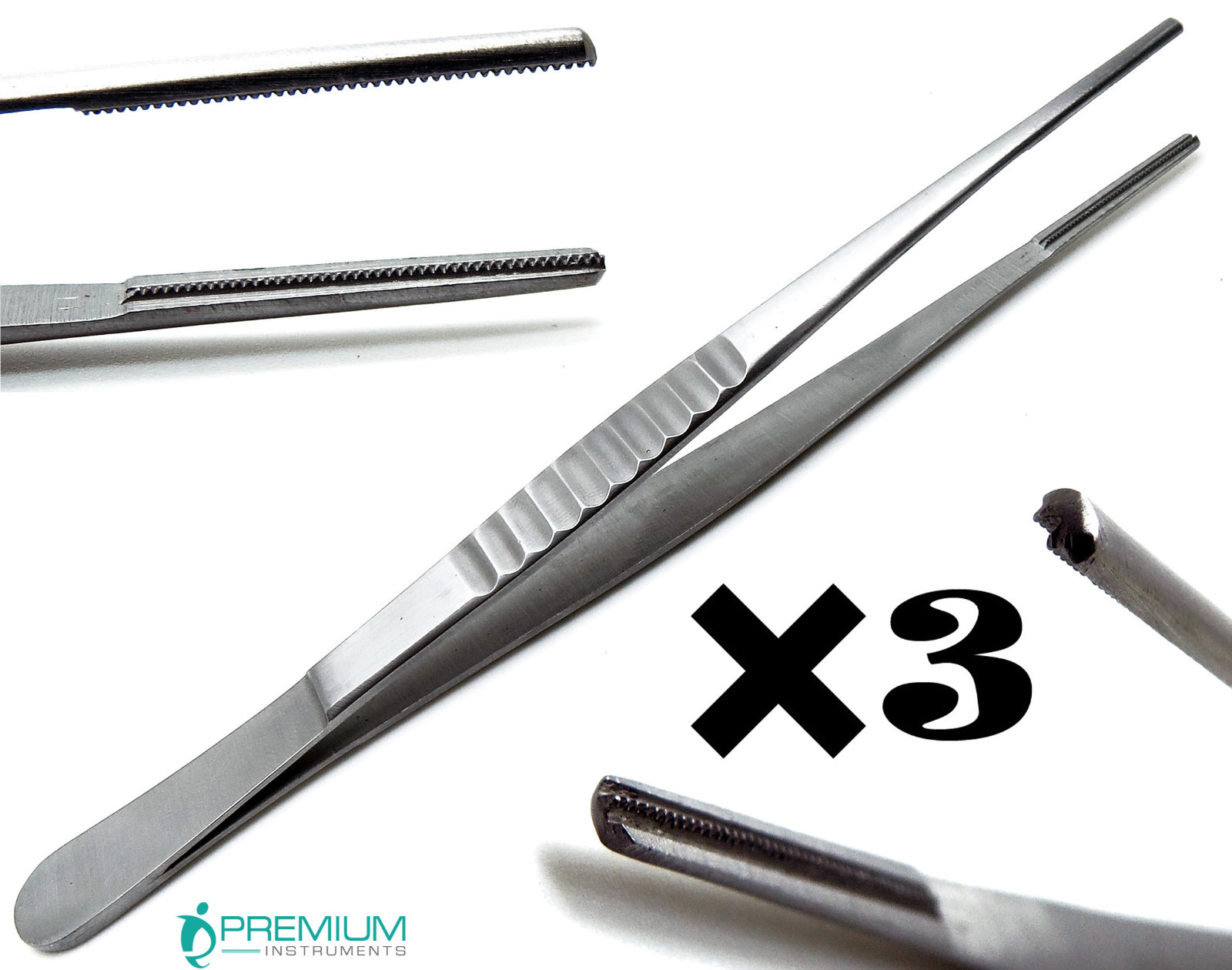 3 Pcs Dental Veterinary Debakey Tweezer 6" Forceps Surgical Instruments